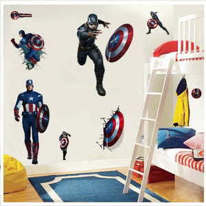 Spiderman Super Captain America Hulk Heroes Wall Stickers