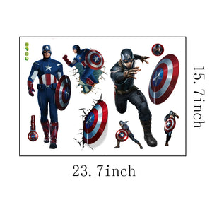 Spiderman Super Captain America Hulk Heroes Wall Stickers